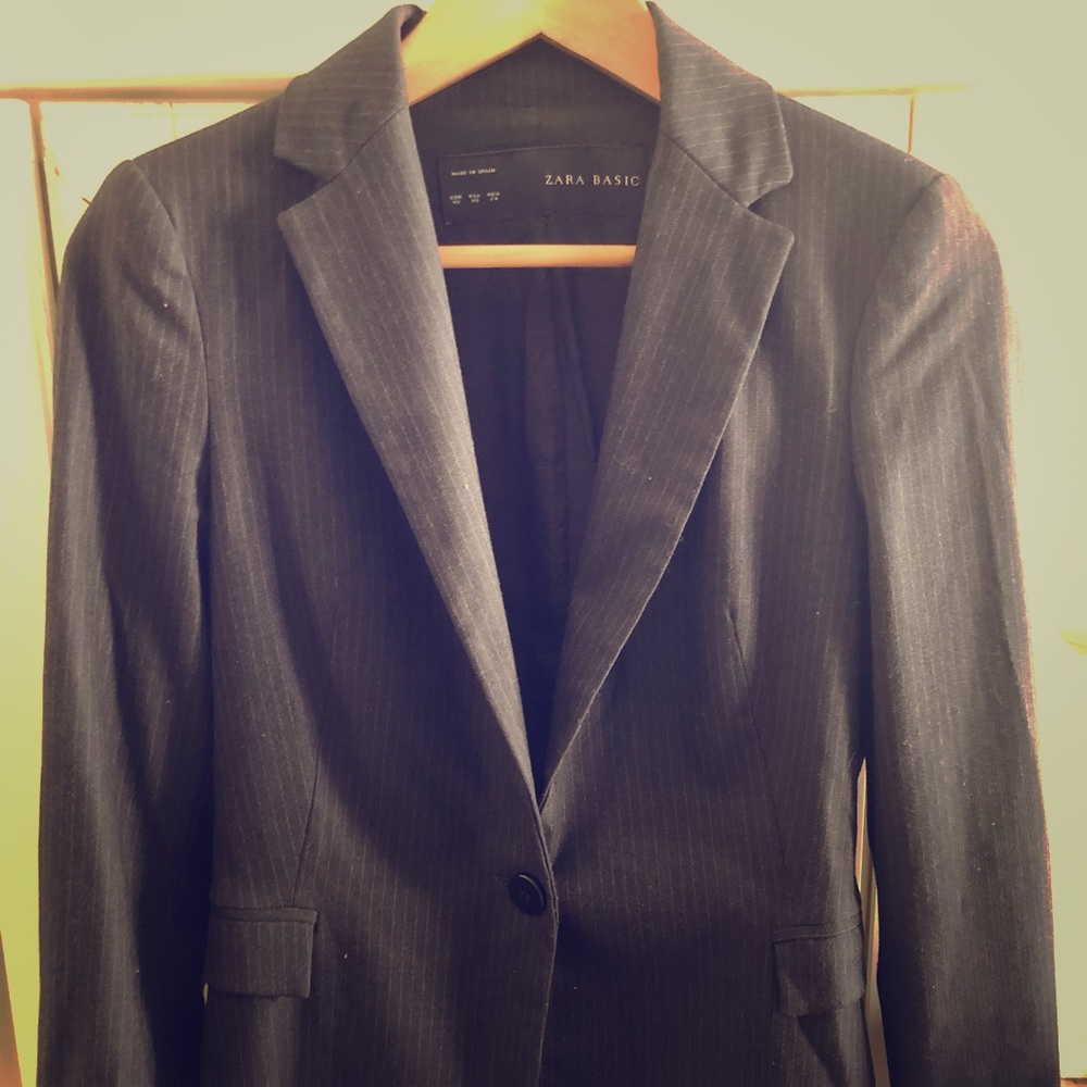 Grey Striped Zara Blazer Size XS